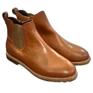 Lands End Dark Caramel Brown Ankle Boots Booties Stretch Zipper Womens 10 NEW